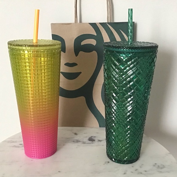 Starbucks Set Of Two Venti Tumblers Studded Grid New With Tag - Picture 5 of 9